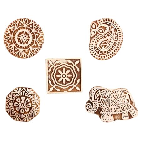 Set of 5 Piece New Mix Wooden Printing Block
